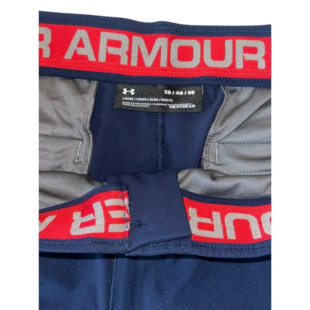 Under Armour HeatGear Golf Shorts Men’s 38 Navy Blue Stretch Performance Chino